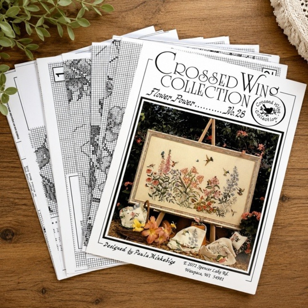 Vintage 1993 Crossed Wing Flower Power No. 28 Cross Stitch Chart Pattern